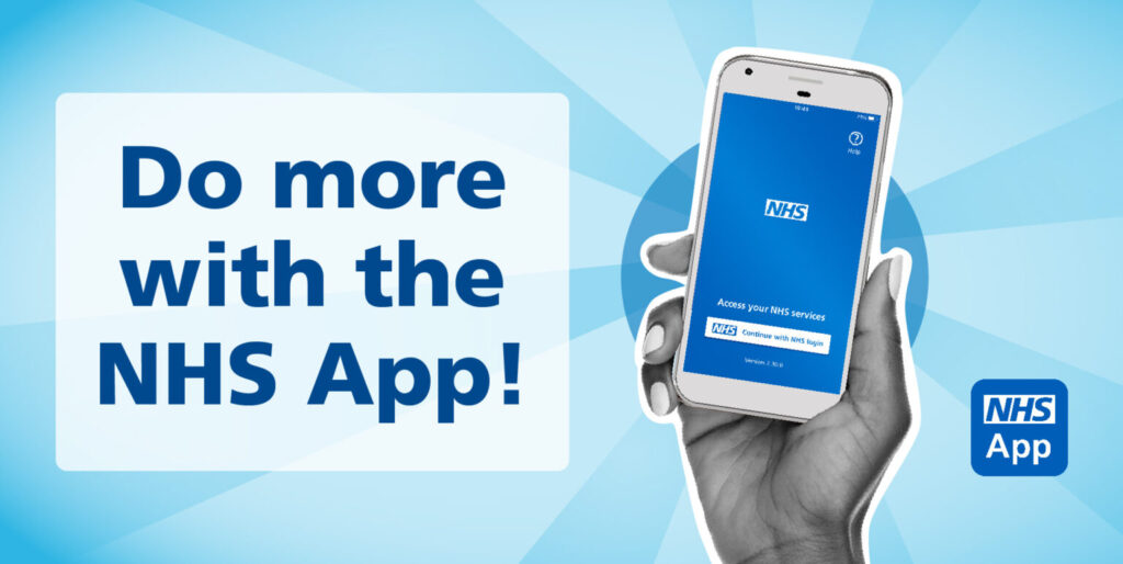 A phone showing the NHS App