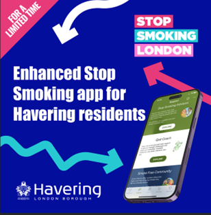 Image of the SmokeFree London app on a smartphone