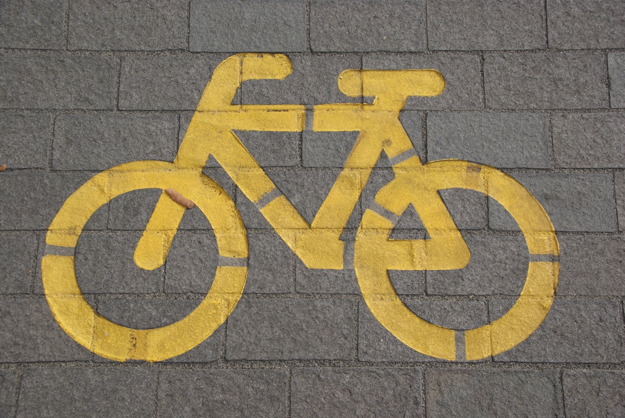 Cycle a bicycle print on concrete bricks