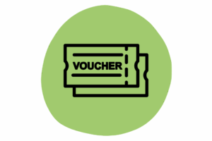 Graphic of a green circle with a voucher icon in the middle.